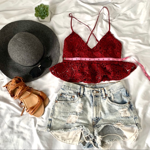 Forever 21 Tops - Dark red crochet bra crop top small